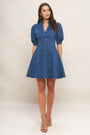 A washed denim mini dress - ID22983 FLYING TOMATO