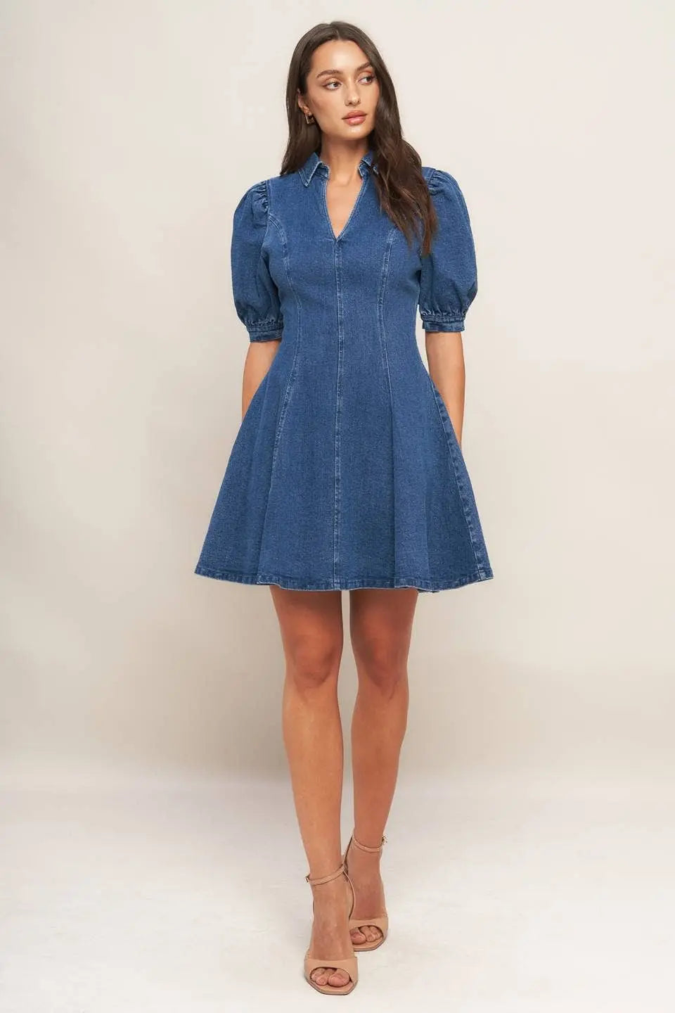 A washed denim mini dress - ID22983 FLYING TOMATO