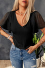 Black Sheer Sleeve Ribbed Top Florida Girl Fashion Boutique