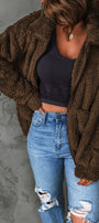 Brown Fuzzy Jacket Florida Girl Fashion Boutique