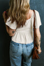 Shirred Flutter Sleeve Blouse Florida Girl Fashion Boutique