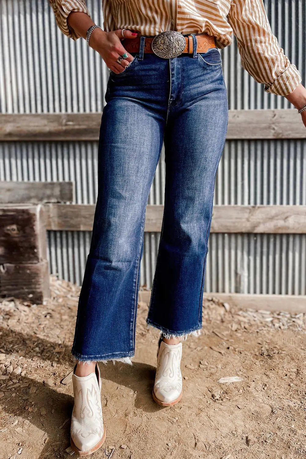 Sail Blue Raw Hem Denim Florida Girl Fashion Boutique