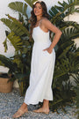 White Stripe Pocketed High Waist Maxi Dress Florida Girl Fashion Boutique