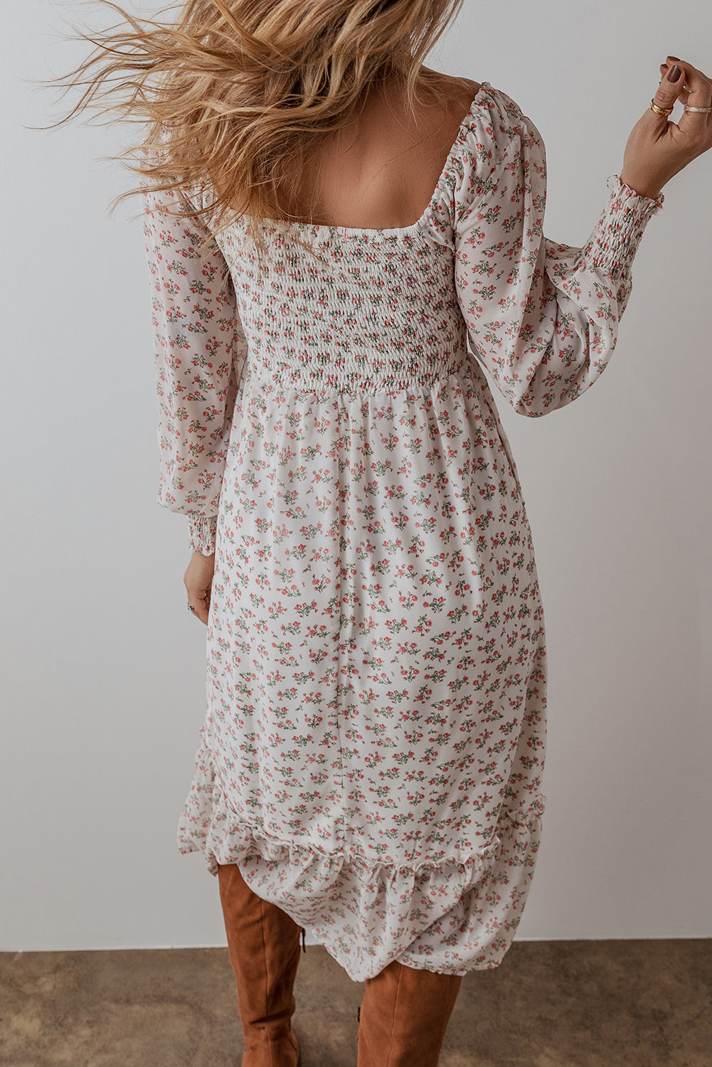 White Floral Smocked Dress Florida Girl Fashion Boutique