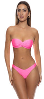 Luli Fama COSITA BUENA - Underwire Push Up Bandeau — Neon Pink Shiny