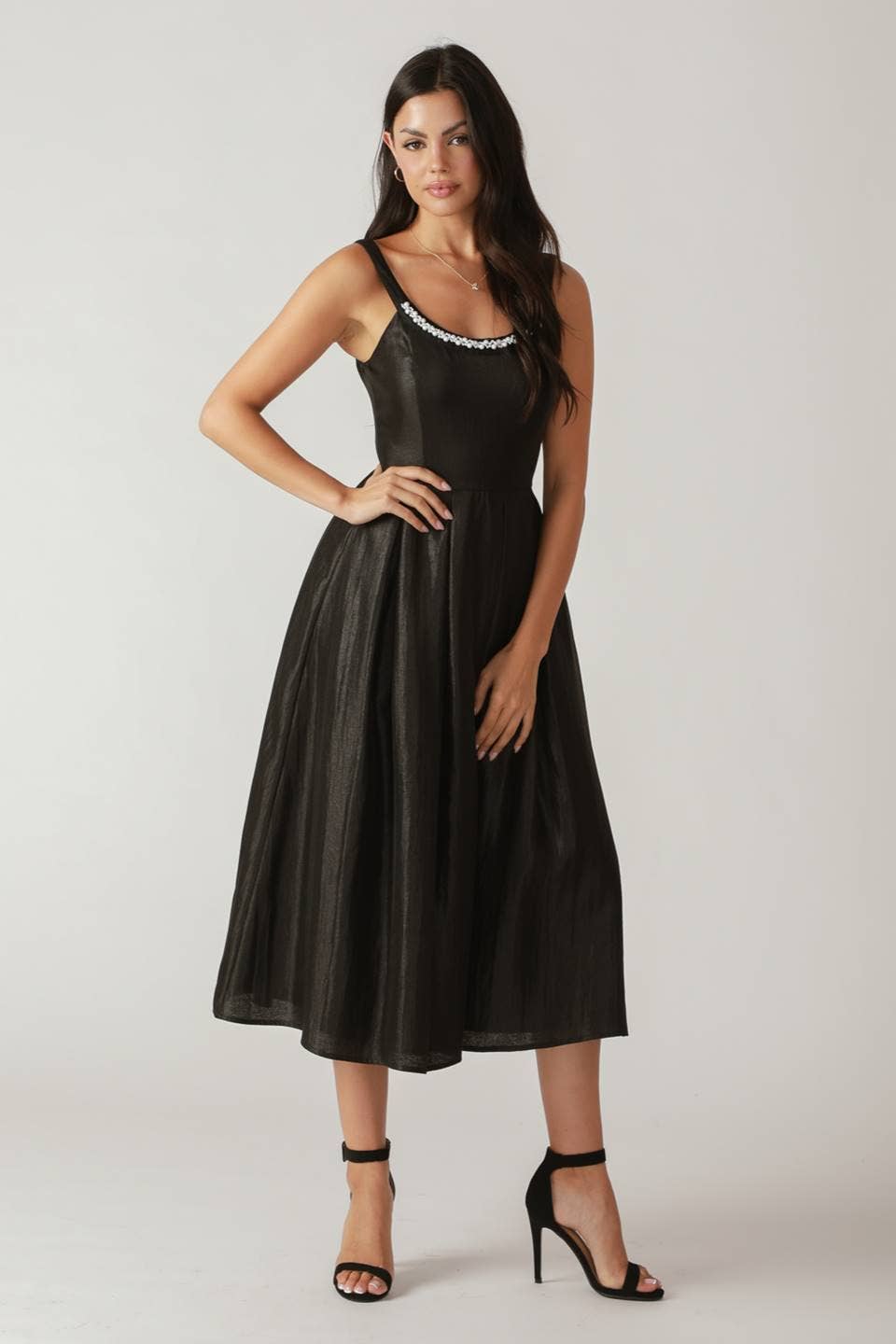 Solid Woven Midi Dress FLYING TOMATO