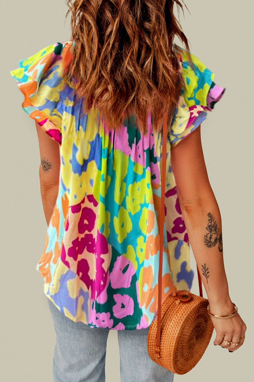 Leopard Multicolor Flutter Sleeve Blouse Florida Girl Fashion Boutique