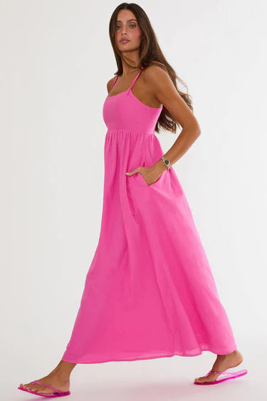 Beach Riot Valory Maxi Dress Peony Pink