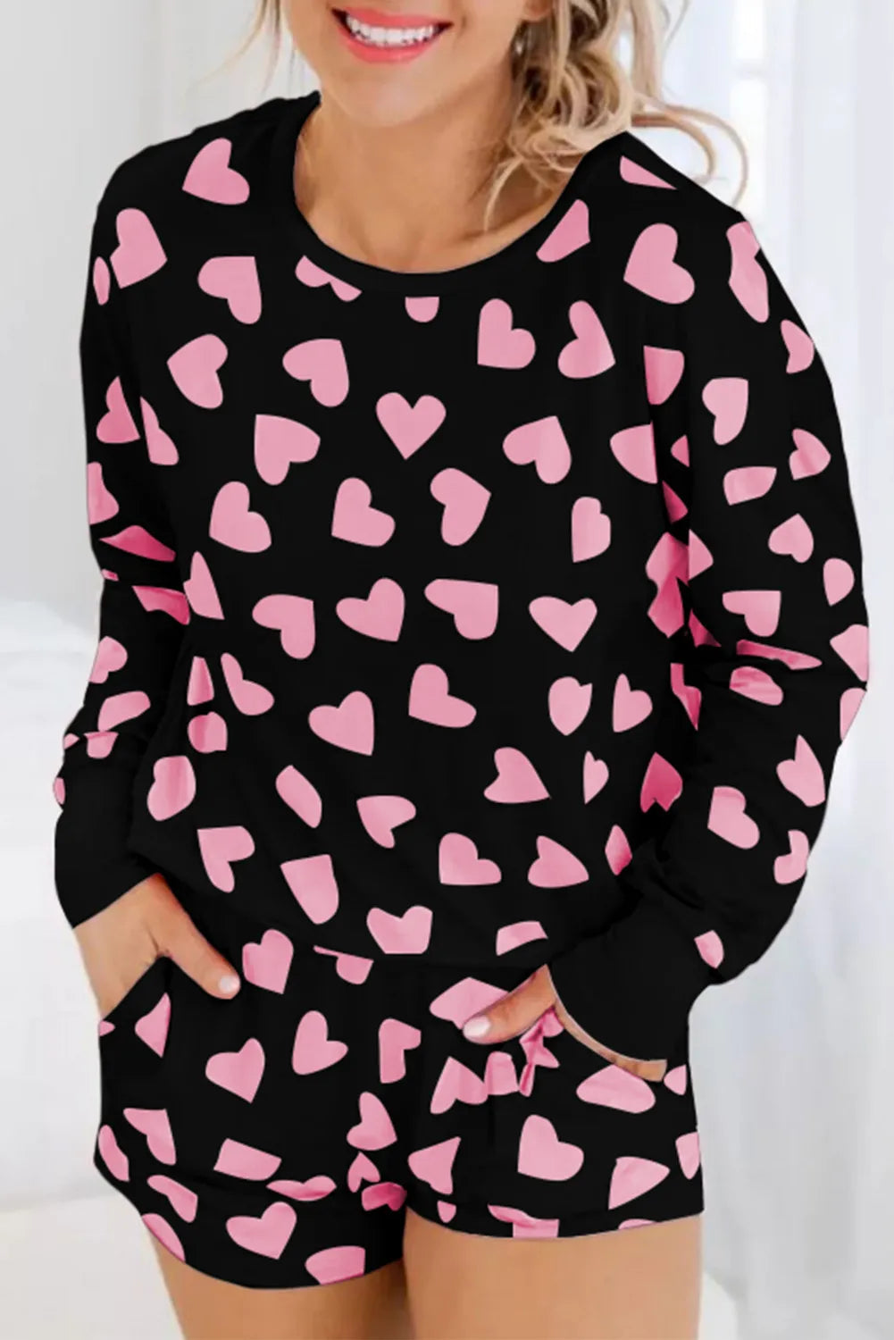 Black and Pink Hearts Lounge Set Florida Girl Fashion Boutique