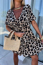 Cheetah Print Backless V Neck Loose Fit Mini Dress Florida Girl Fashion Boutique