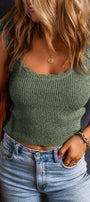 Sage Scallop Knit Tank