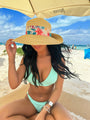Tropical Print Ribbon Trim Rolled Sun Hat C.C Beanie