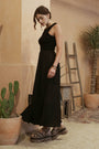 Mixed Fabric Maxi Blu Pepper