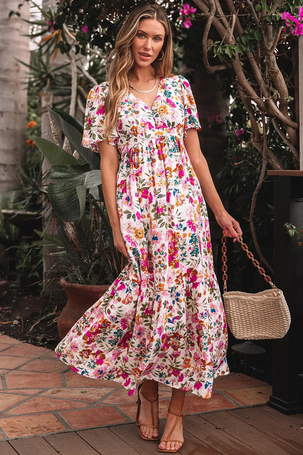 Floral Bouquet High Waist Maxi Dress Florida Girl Fashion Boutique