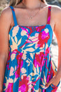 Blue Floral High Waist Dress Florida Girl Fashion Boutique