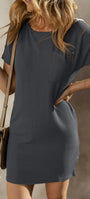 Charcoal Corded T-Shirt Dress Florida Girl Fashion Boutique