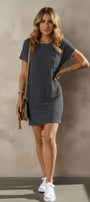 Charcoal Corded T-Shirt Dress Florida Girl Fashion Boutique