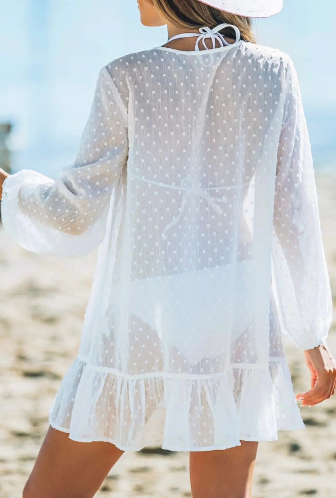 White Swiss Dot Crochet Cover Up Florida Girl Fashion Boutique