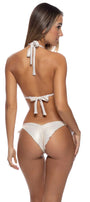 Luli Fama SUNBAKED - Seamless Ruched Back Brazilian Tie Side Bottom — Gold