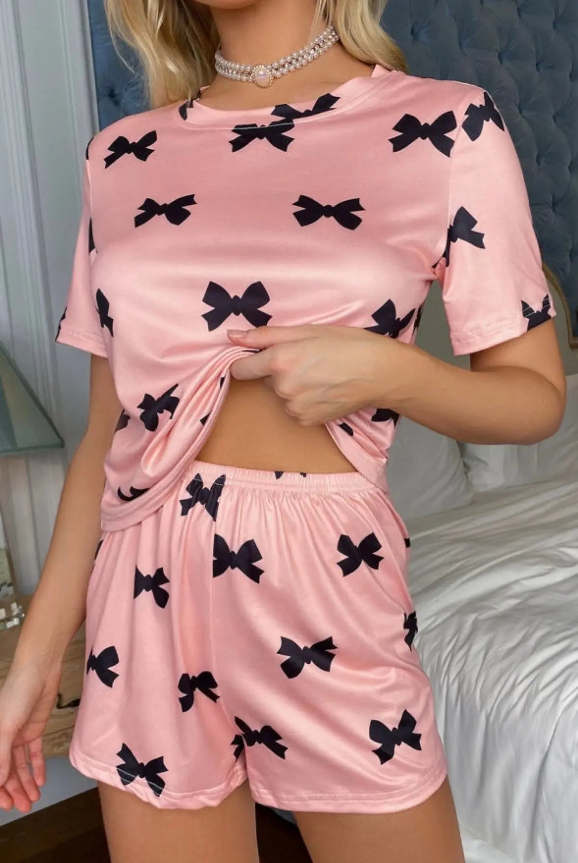 Bow Print Pajama Set Florida Girl Fashion Boutique