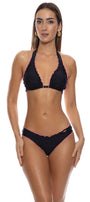 Luli Fama SPOTTED WITH LOVE - Wavey Triangle Halter Top — Black | Pink