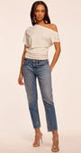Ramy Brook Milla Distressed Low-Rise Tapered Jean
