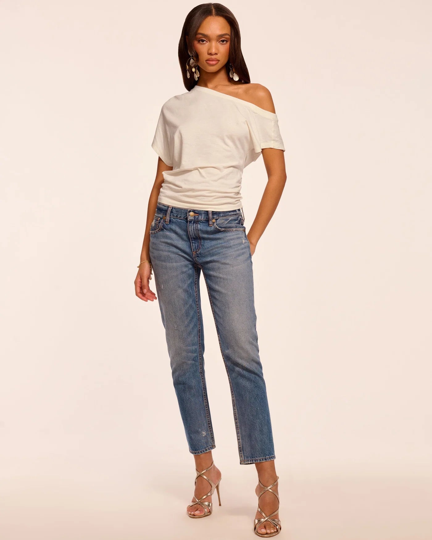Ramy Brook Milla Distressed Low-Rise Tapered Jean