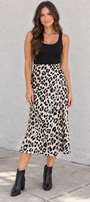Brown Leopard Print High Waist Midi Skirt