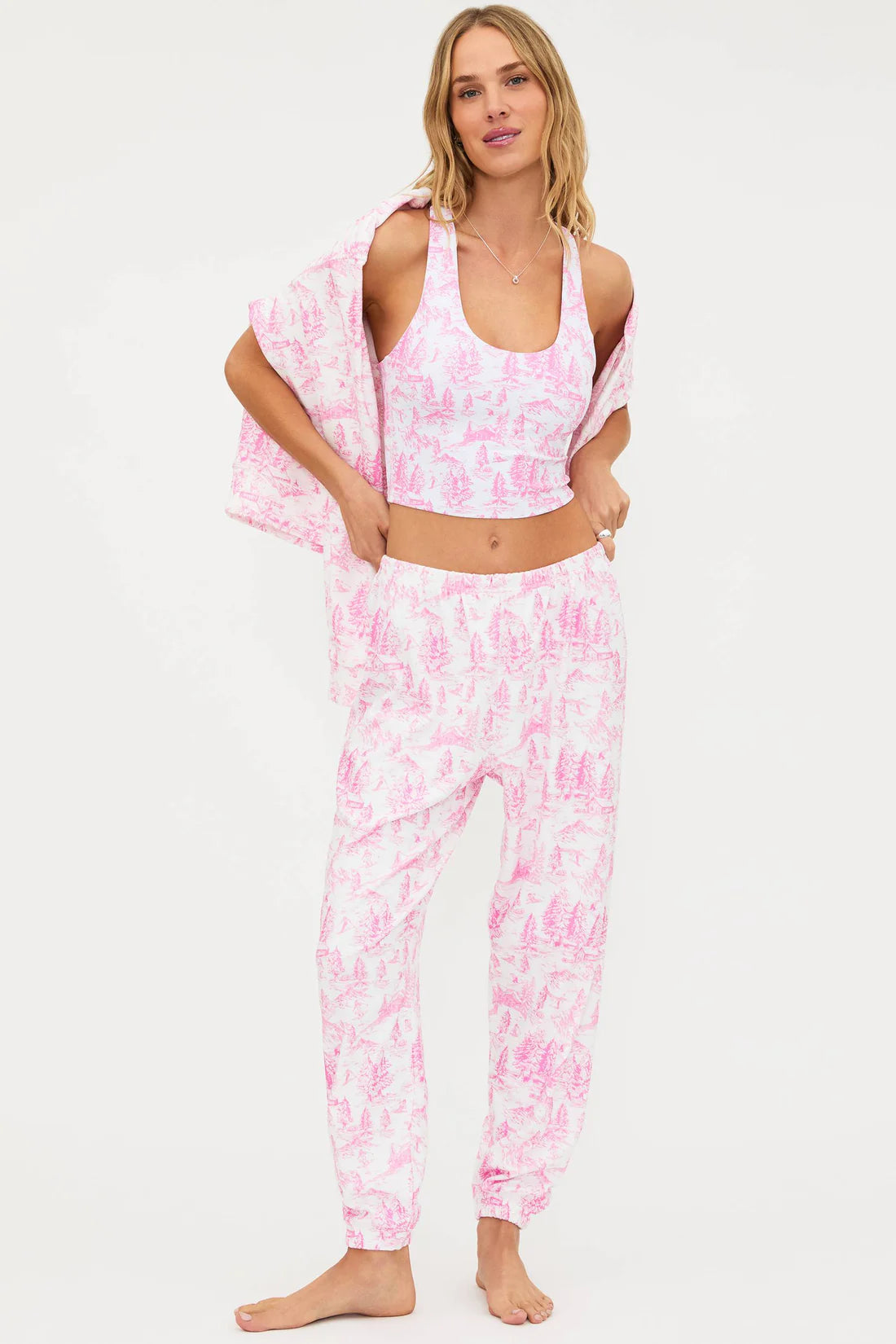 Beach Riot Georgie Pant Powder Pink Toile