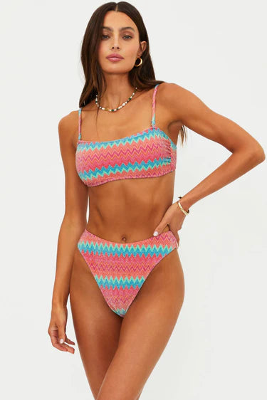 Beach Riot Kelsey Top Strawberry Ice Chevron Shine