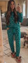 Winter Candy Cane Christmas Pajama Set