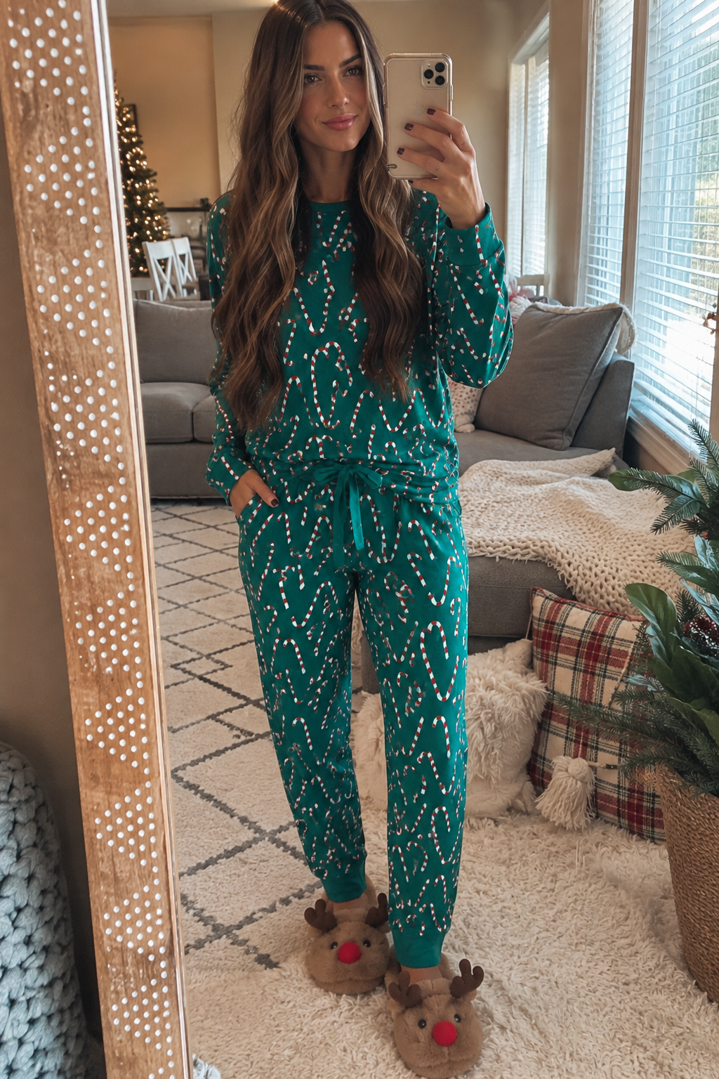 Winter Candy Cane Christmas Pajama Set
