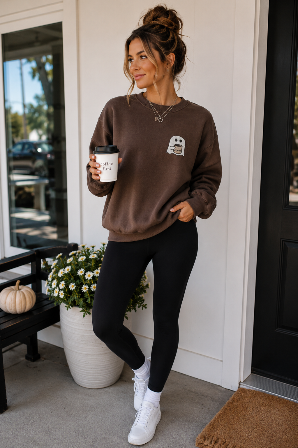 Coffee Ghost Embroidered Sweatshirt