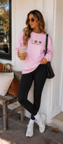 Spooky Season Embroidered Pink Sweatshirt