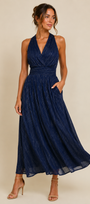 Metallic Threaded Woven Midi Dress