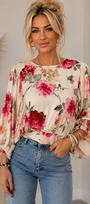 Floral Open-Back Tie Blouse
