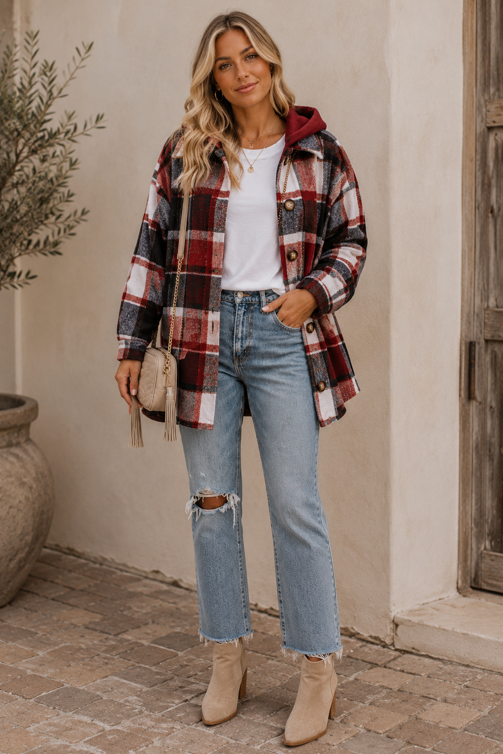 Plaid Hooded Shacket