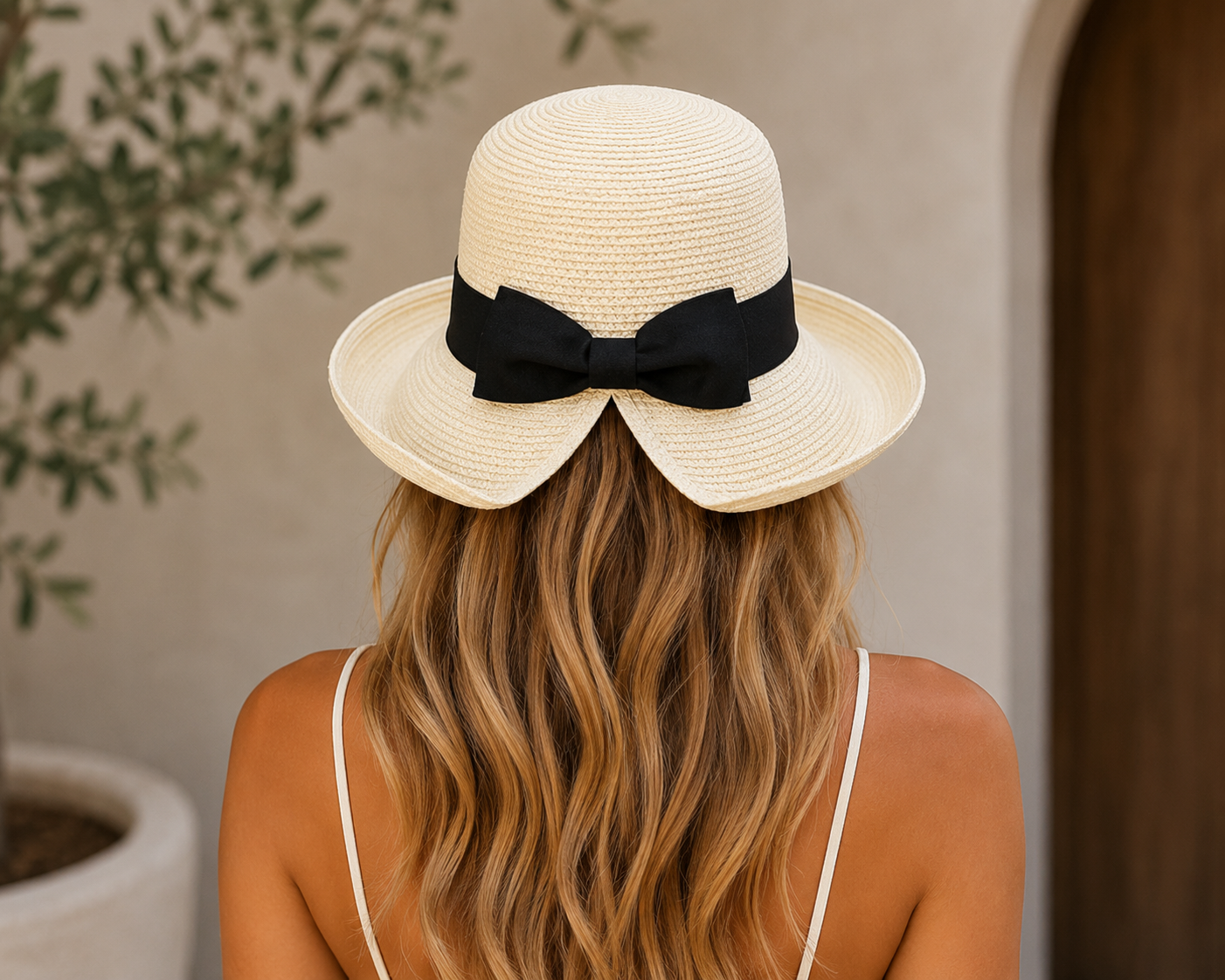 Bow Adorned Cloche Bucket Sunhat