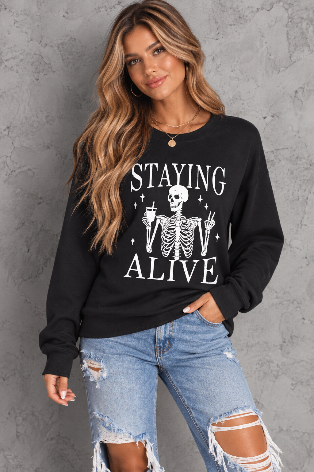 "Staying Alive" Graphic Sweatshirt