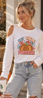 Hey There Pumpkin Cold Shoulder Top