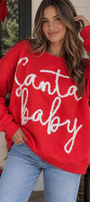 "Santa Baby" Tinsel Graphic Sweater