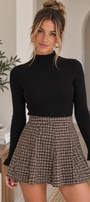 Plaid Tweed Woven Mini Skirt