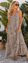 Leopard Halter Backless Maxi
