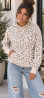 Leopard Drawstring Hoodie
