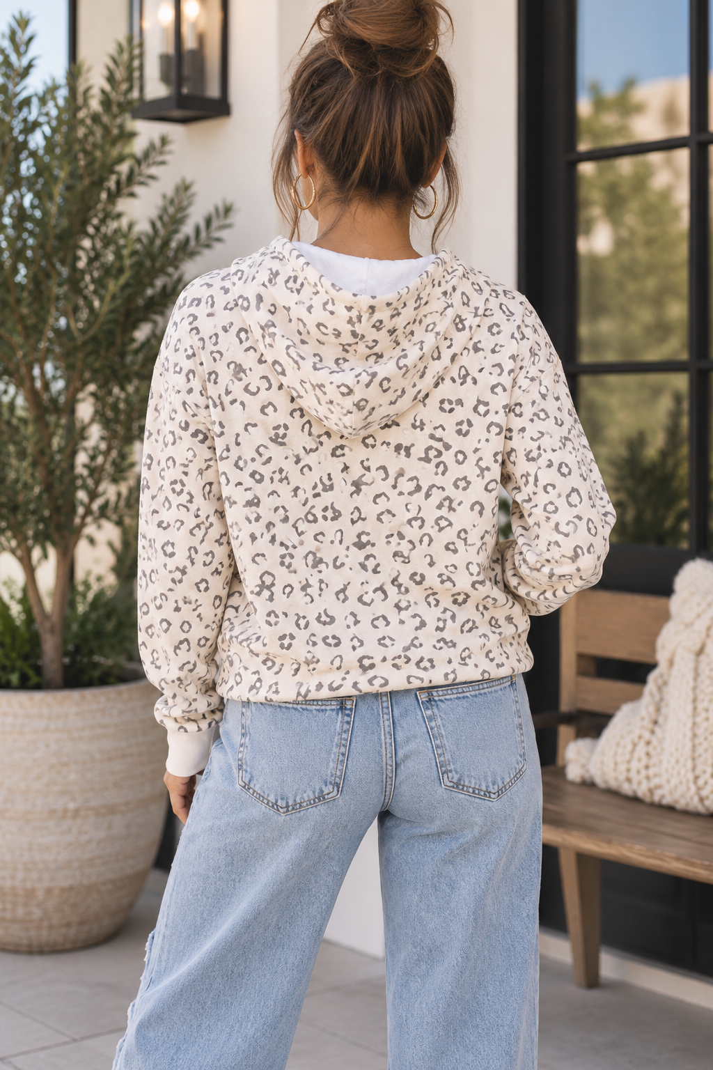 Leopard Drawstring Hoodie