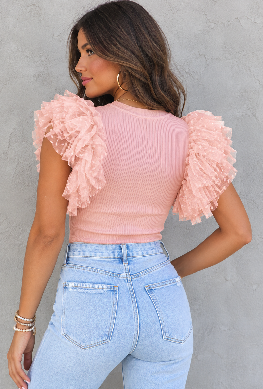 Dotty Mesh Sleeve Top