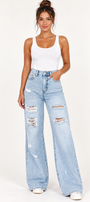 Beau Distressed Wide Leg Jean