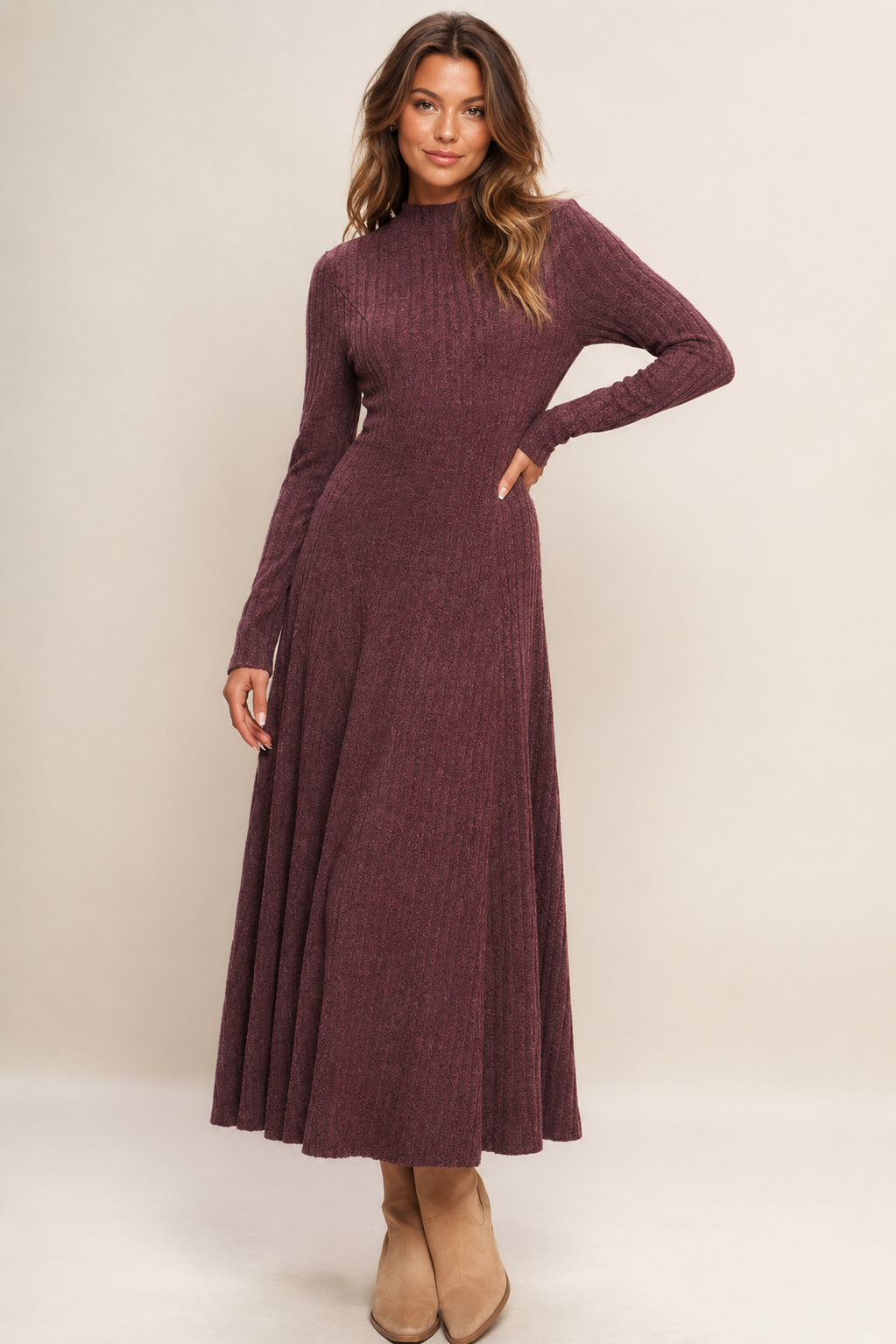 Mulberry Muse Ribbed Midi Dress