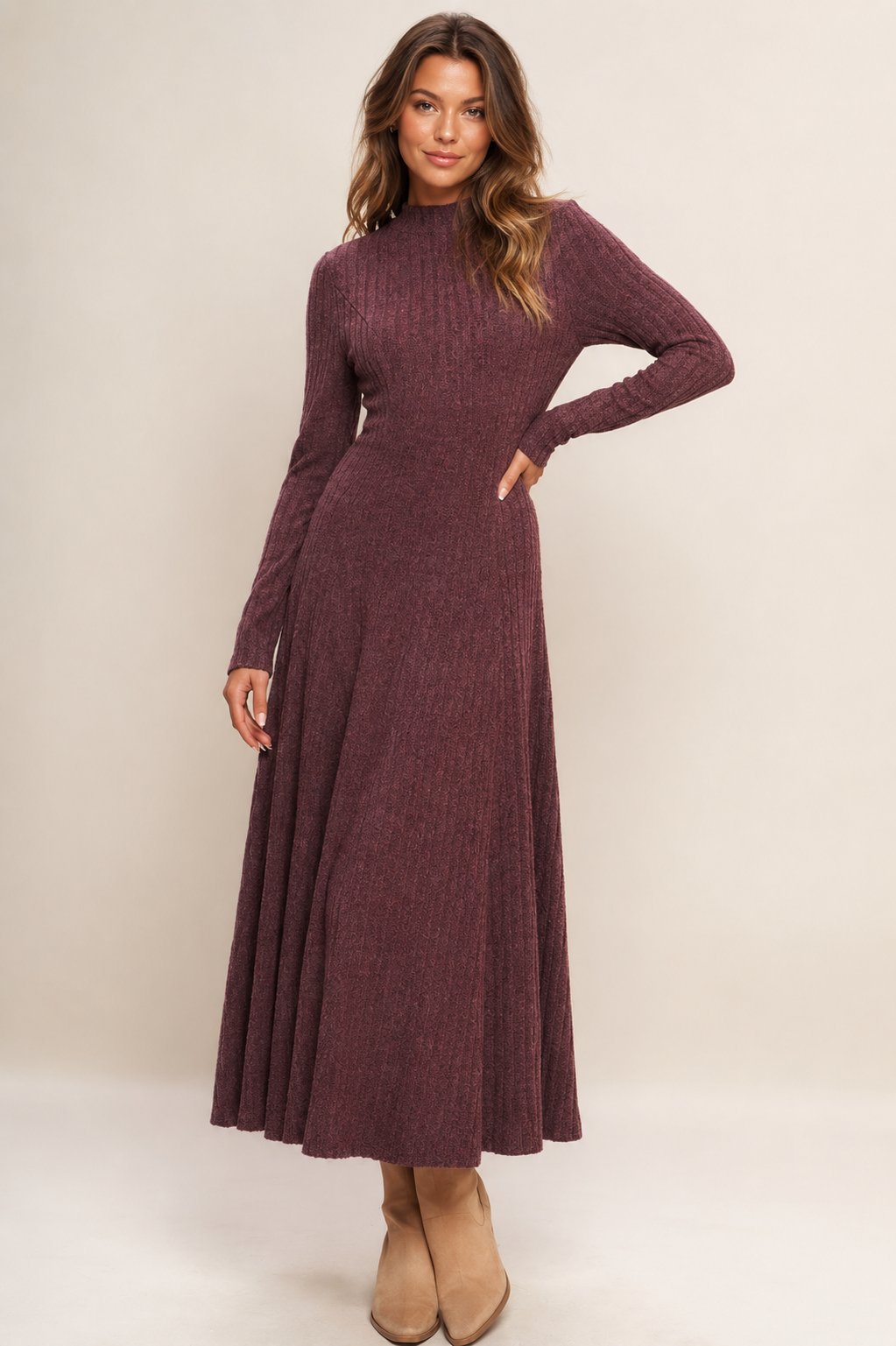 Mulberry Muse Ribbed Midi Dress
