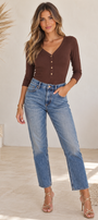 Cocoa Button Front Bodysuit